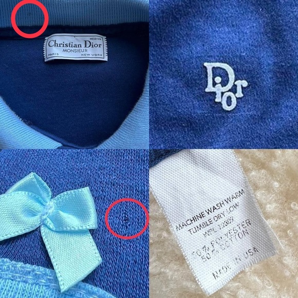 🤍VINTAGE CHRISTAIN DIOR BLUE TSHIRT DRESS WITH POCKET & MINI BOWS🤍 - Picture 5 of 7